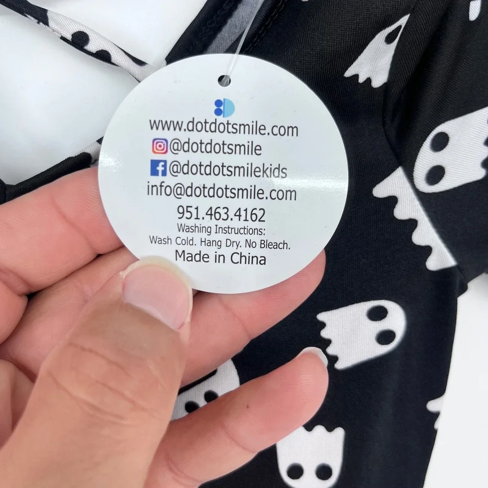 Dot Dot Smile Ghost Dress Girls 2T Black White Halloween Crisscross Back‎ Spooky